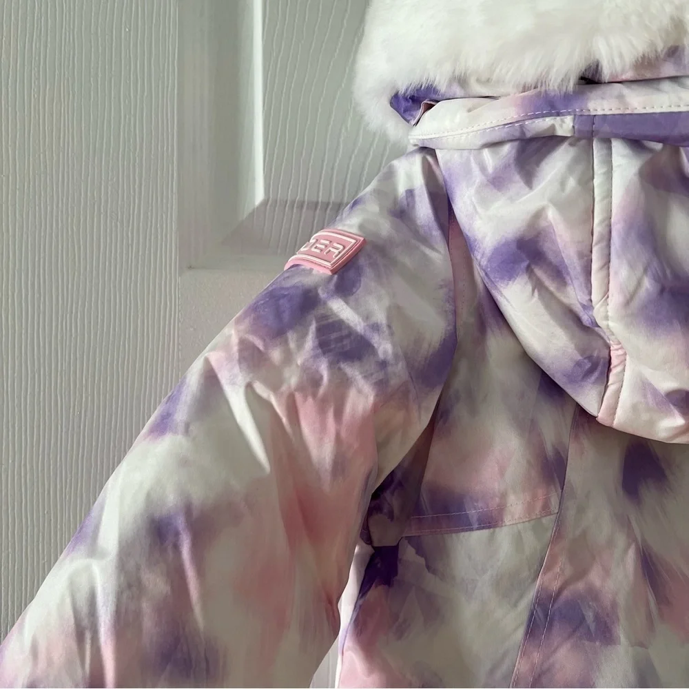Spyder Kids Purple and Pink Tie-Dye Puffer Jacket